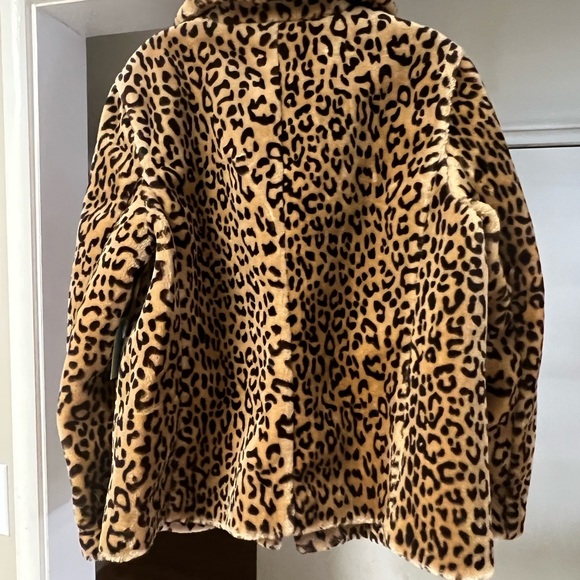 CeCe Leopard Faux Fur Coat MED New With Tag $159 - Picture 2 of 6